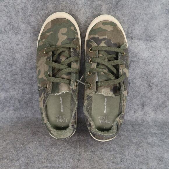 Time and Tru Shoes Womens 7 Sneaker Casual Slip On Stretch Camo Canvas Lifestyle - Picture 6 of 12